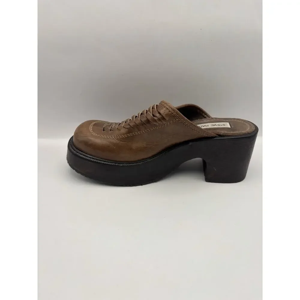 Steve Madden Vintage Y2K Platform Wooden Clogs Women Size 8